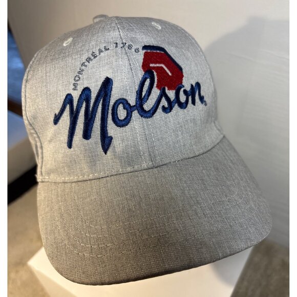 Molson Montreal 1786 Hat Embroidered Gray Adjustable Baseball Cap Linen Look - Picture 5 of 8
